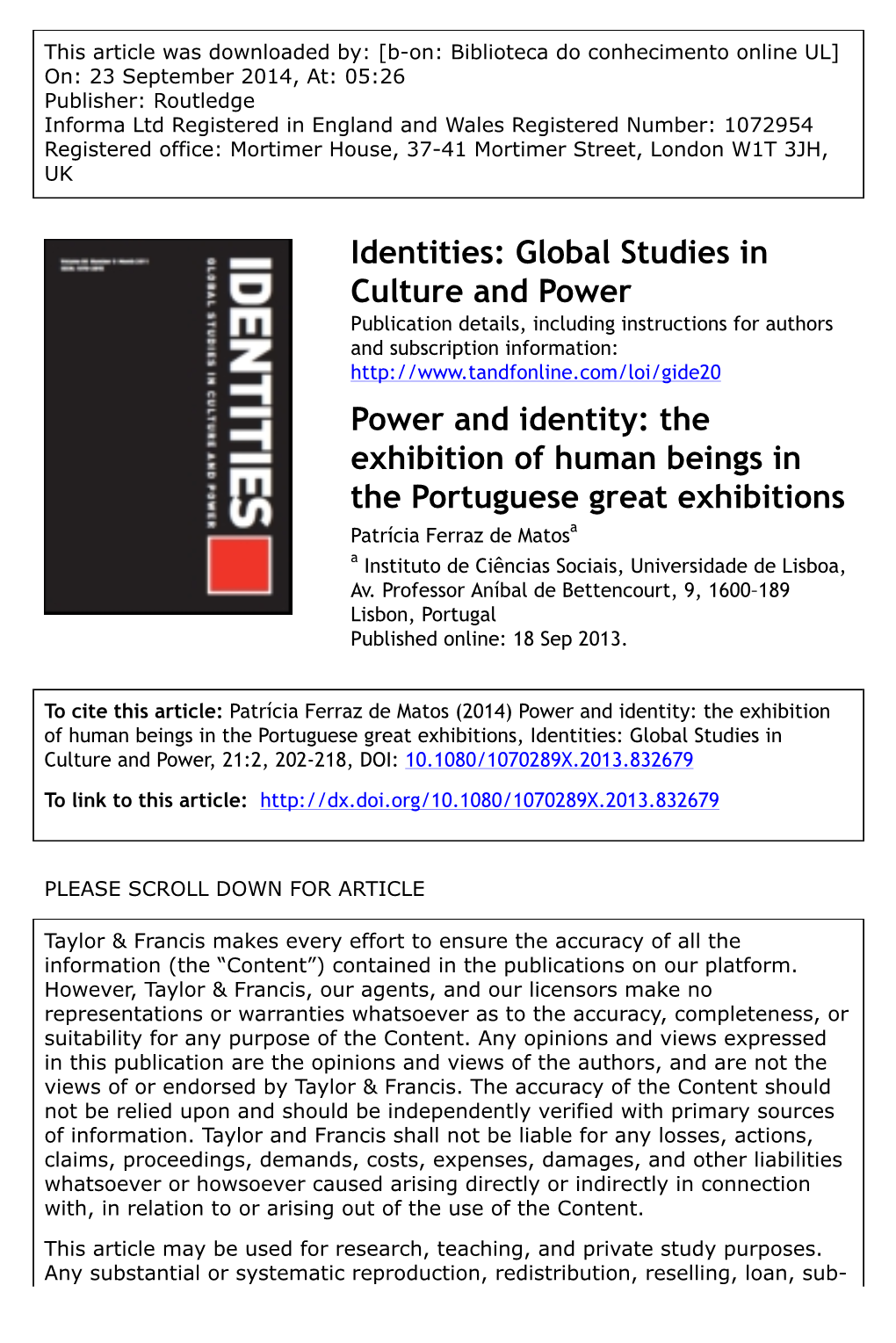 Power and Identity: the Exhibition of Human Beings in the Portuguese