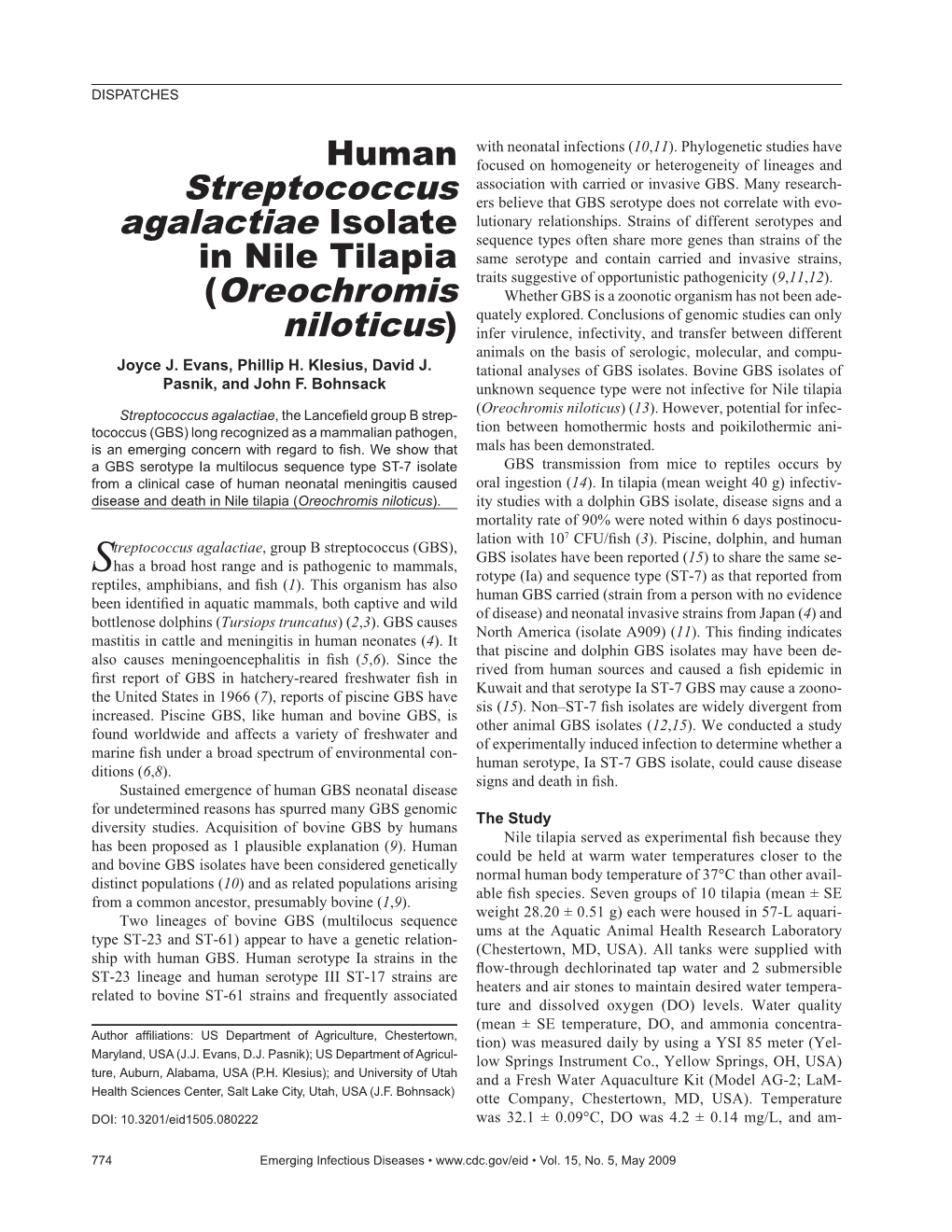 Streptococcus Agalactiae Isolate (Oreochromis Niloticus)