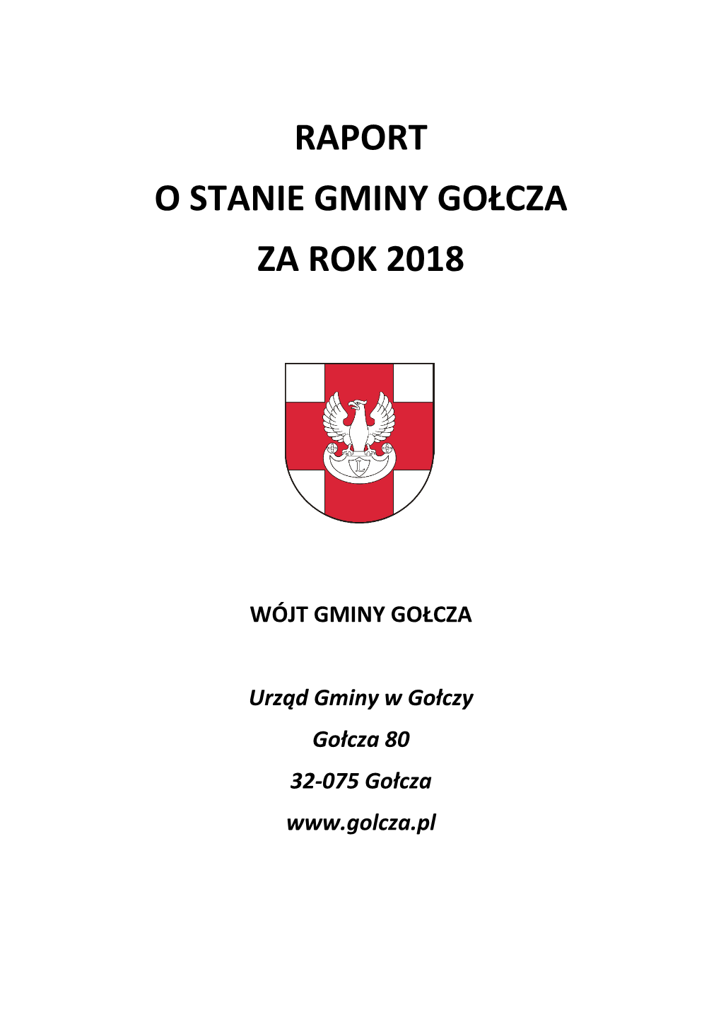 Raport O Stanie Gminy Gołcza Za Rok 2018