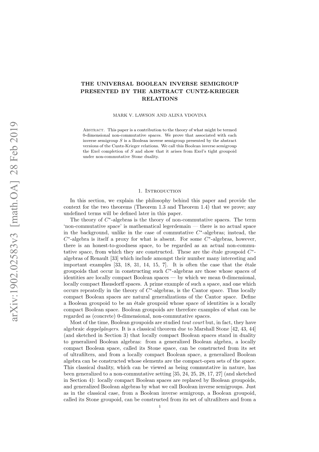 Arxiv:1902.02583V3 [Math.OA]