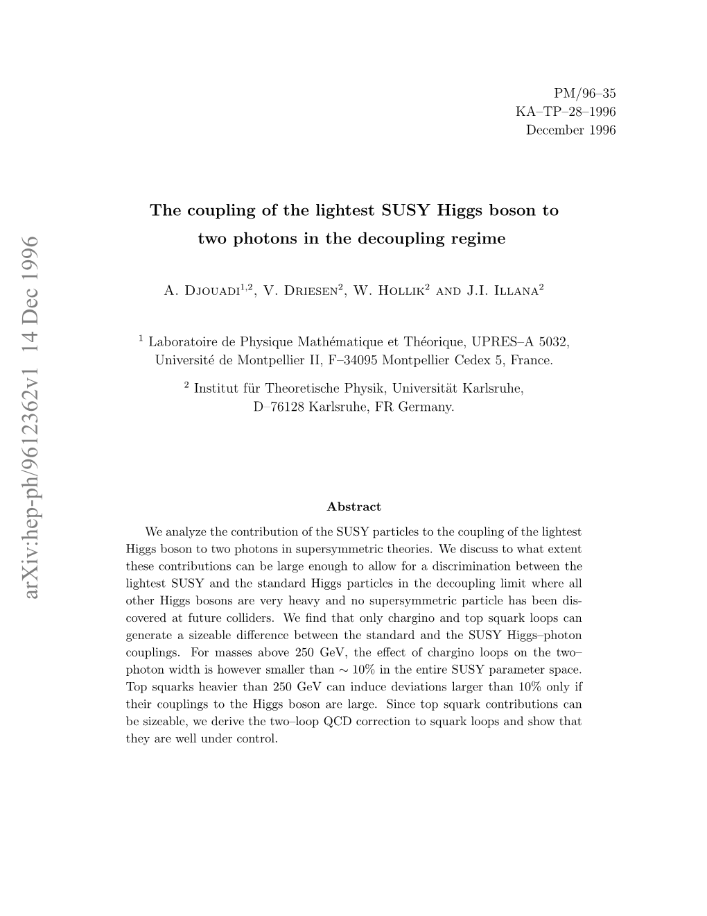 The Coupling of the Lightest SUSY Higgs Boson to Two Photons in The