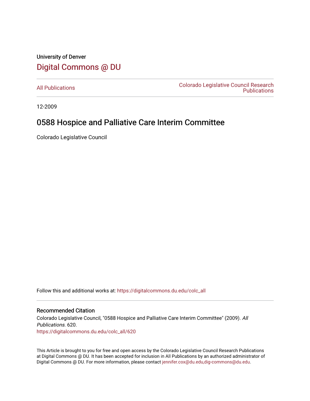 0588 Hospice and Palliative Care Interim Committee