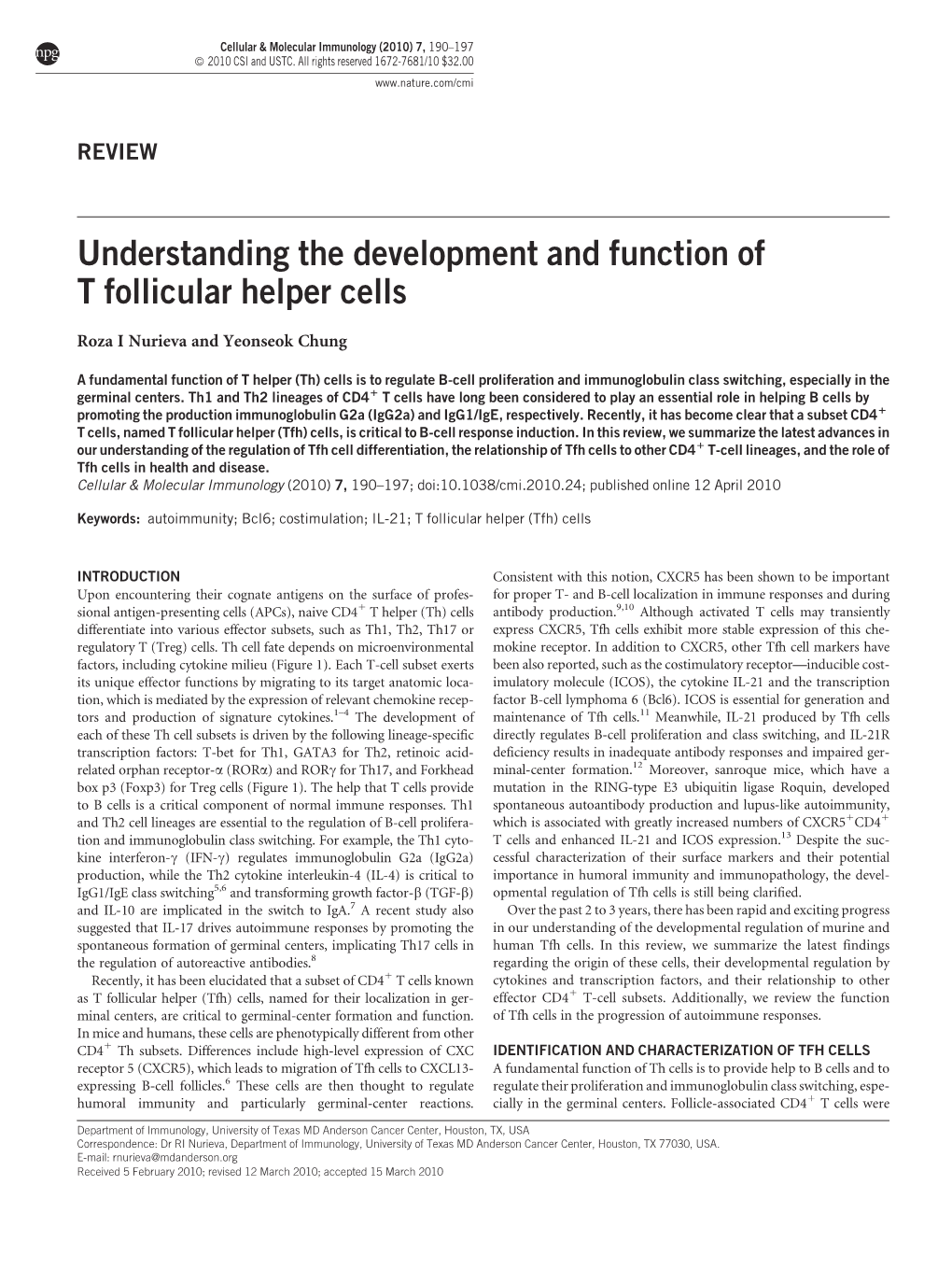 Understanding the Development and Function of T Follicular Helper Cells