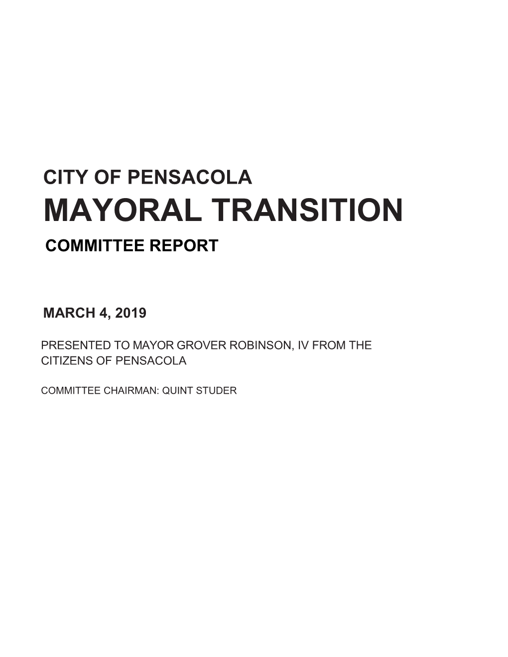 City of Pensacola Mayoral Transition Committee Report 2019