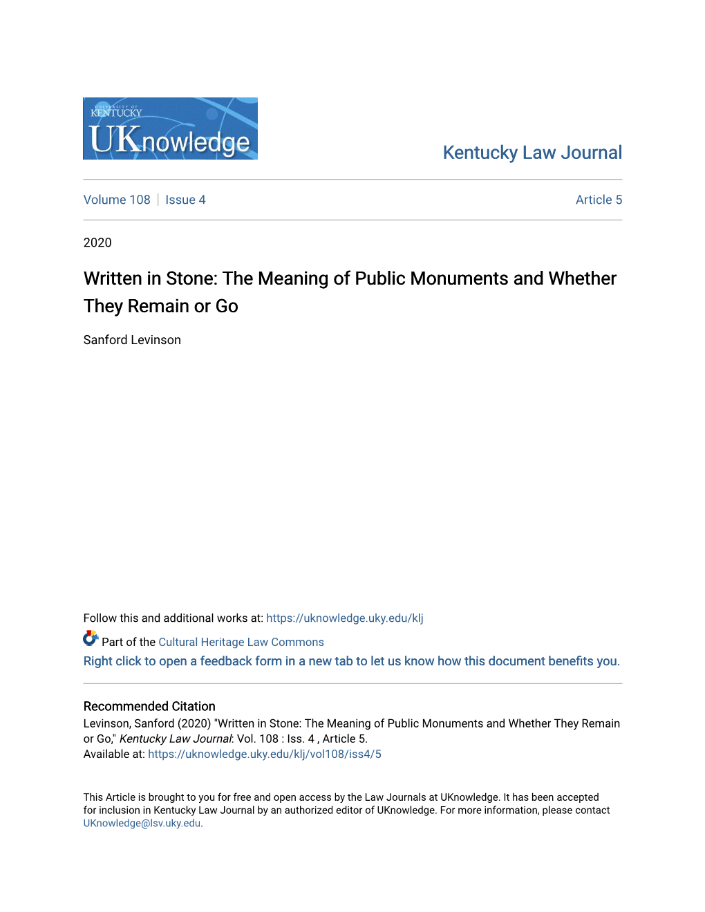 The Meaning of Public Monuments and Whether They Remain Or Go