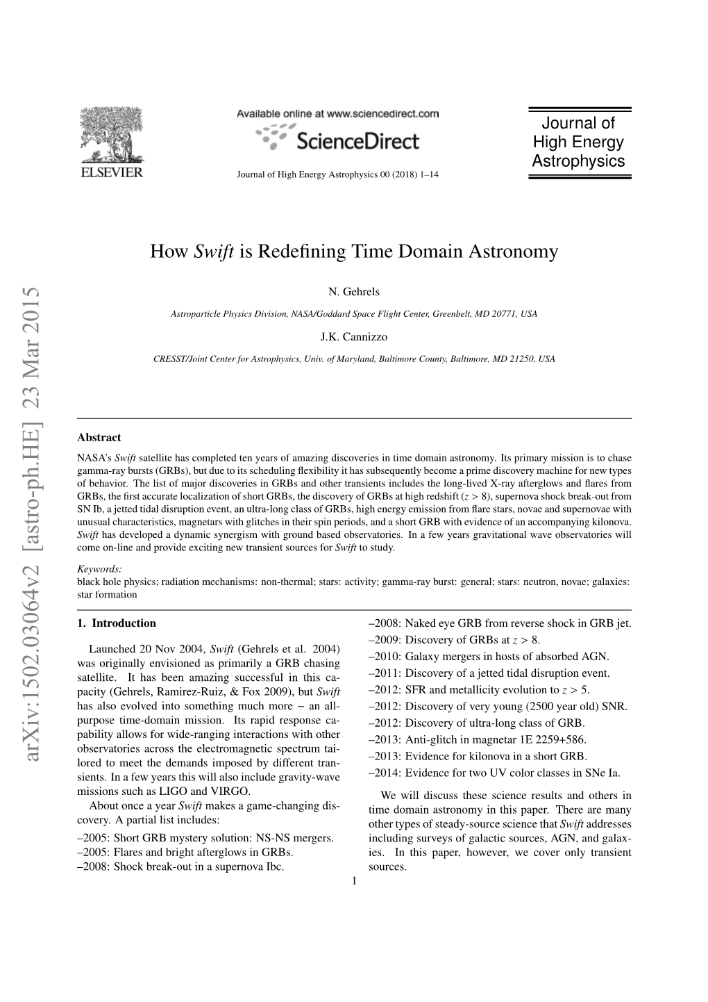 Arxiv:1502.03064V2 [Astro-Ph.HE] 23 Mar 2015 –2013: Evidence for Kilonova in a Short GRB