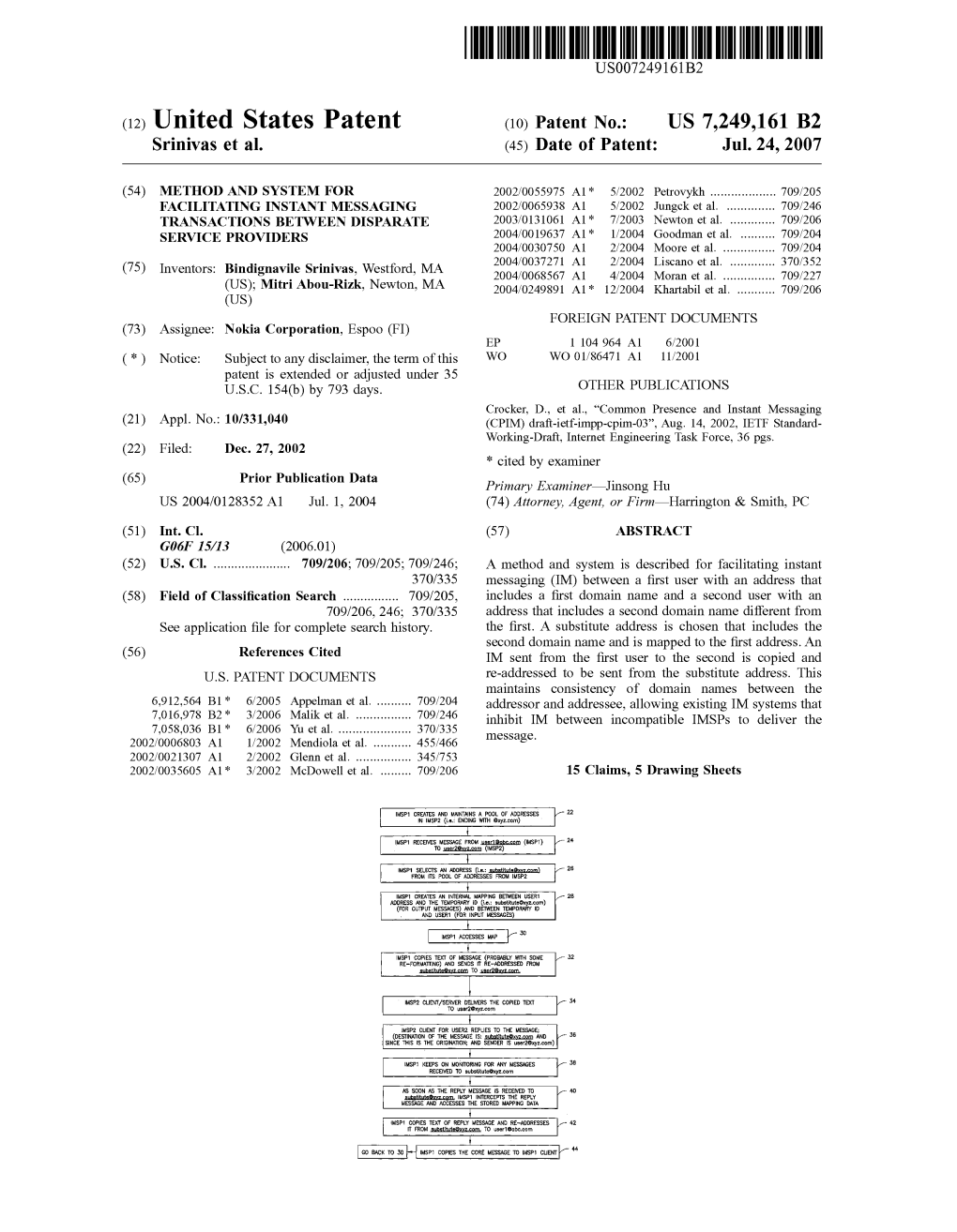 (10) Patent No.: US 7249161 B2