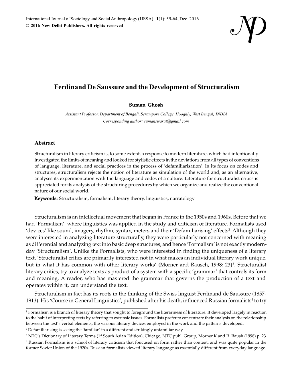 Ferdinand De Saussure and the Development of Structuralism