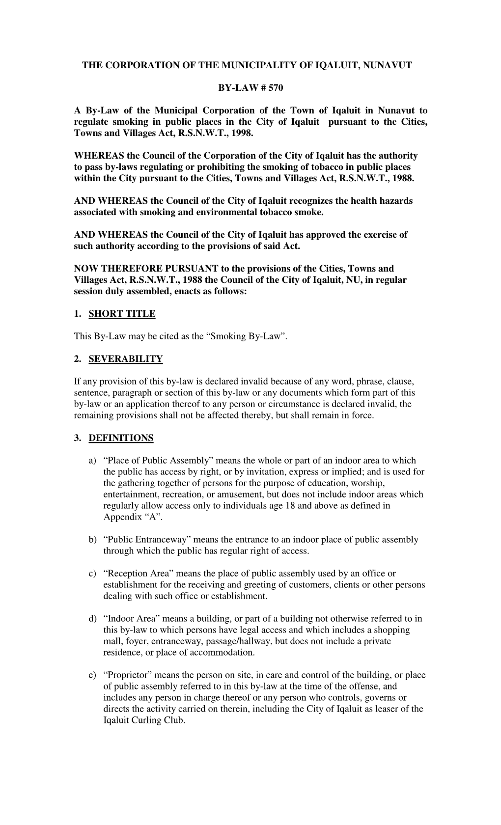 By-Law 570 Smoking.Pdf