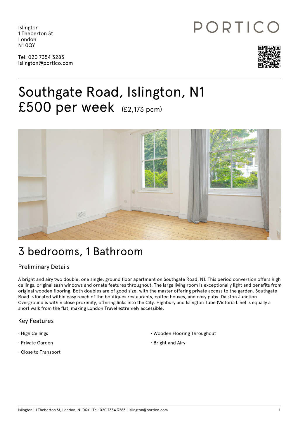 Southgate Road, Islington, N1 £500 Per Week