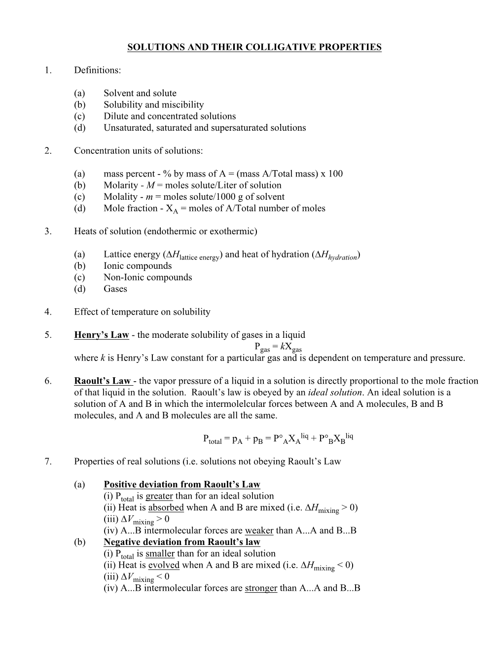 Solutions and Their Colligative Properties 1