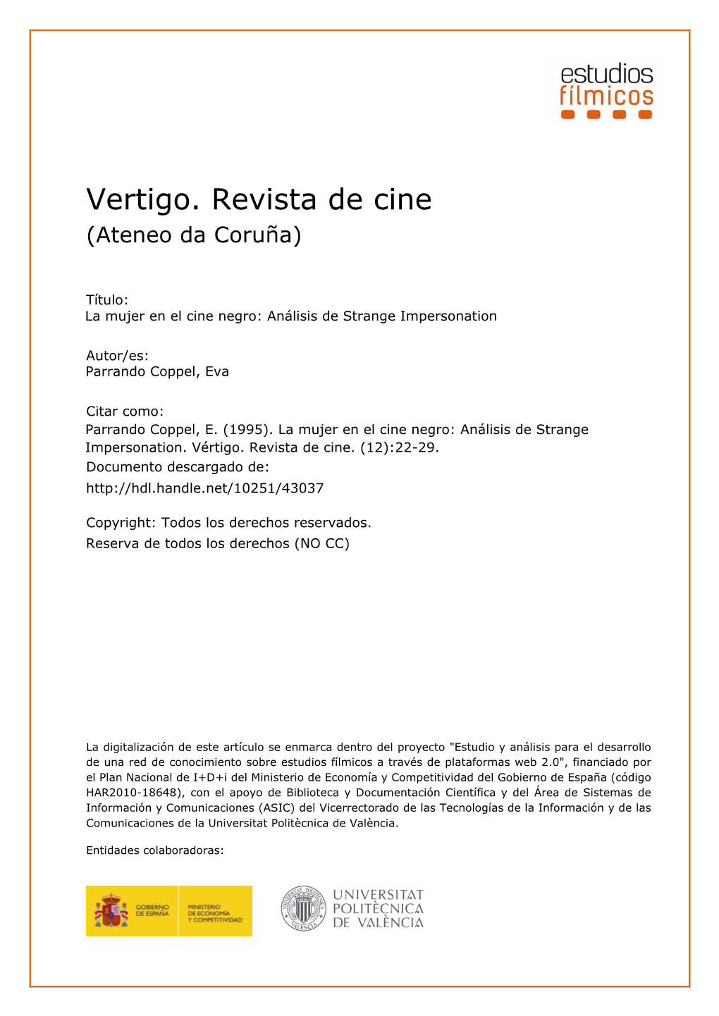 Vertigo. Revista De Cine (Ateneo Da Coruña)