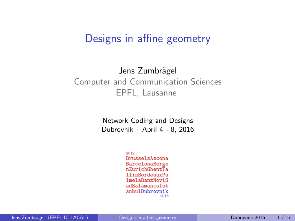 Designs in Affine Geometry