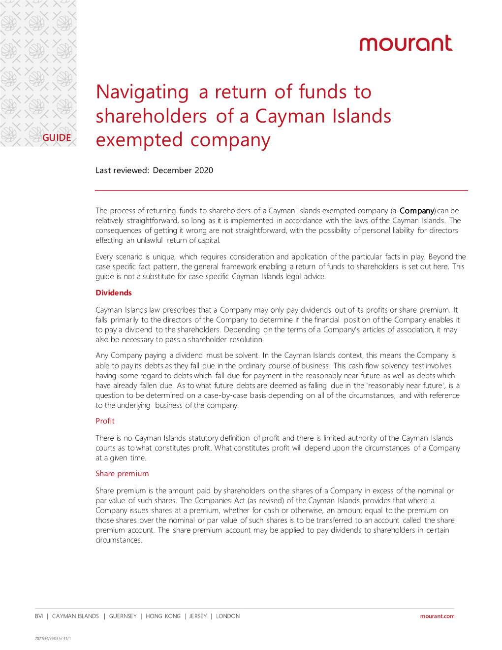 Navigating a Return of Funds to Shareholders of a Cayman Islands Exempted Company