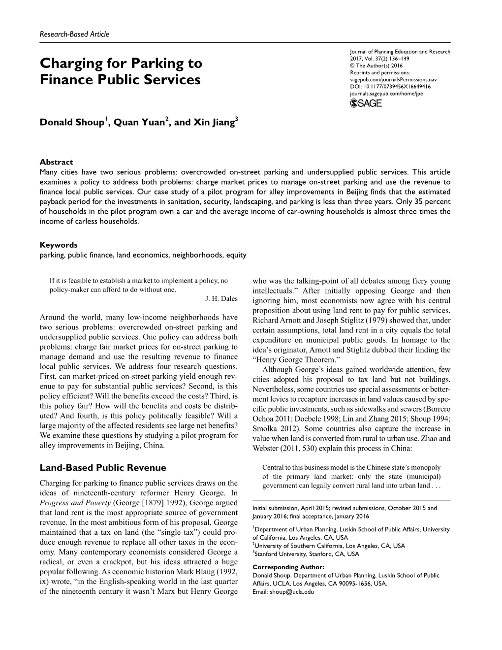 Charging for Parking to Finance Public Services Draws on the Government Can Legally Convert Rural Land Into Urban Land