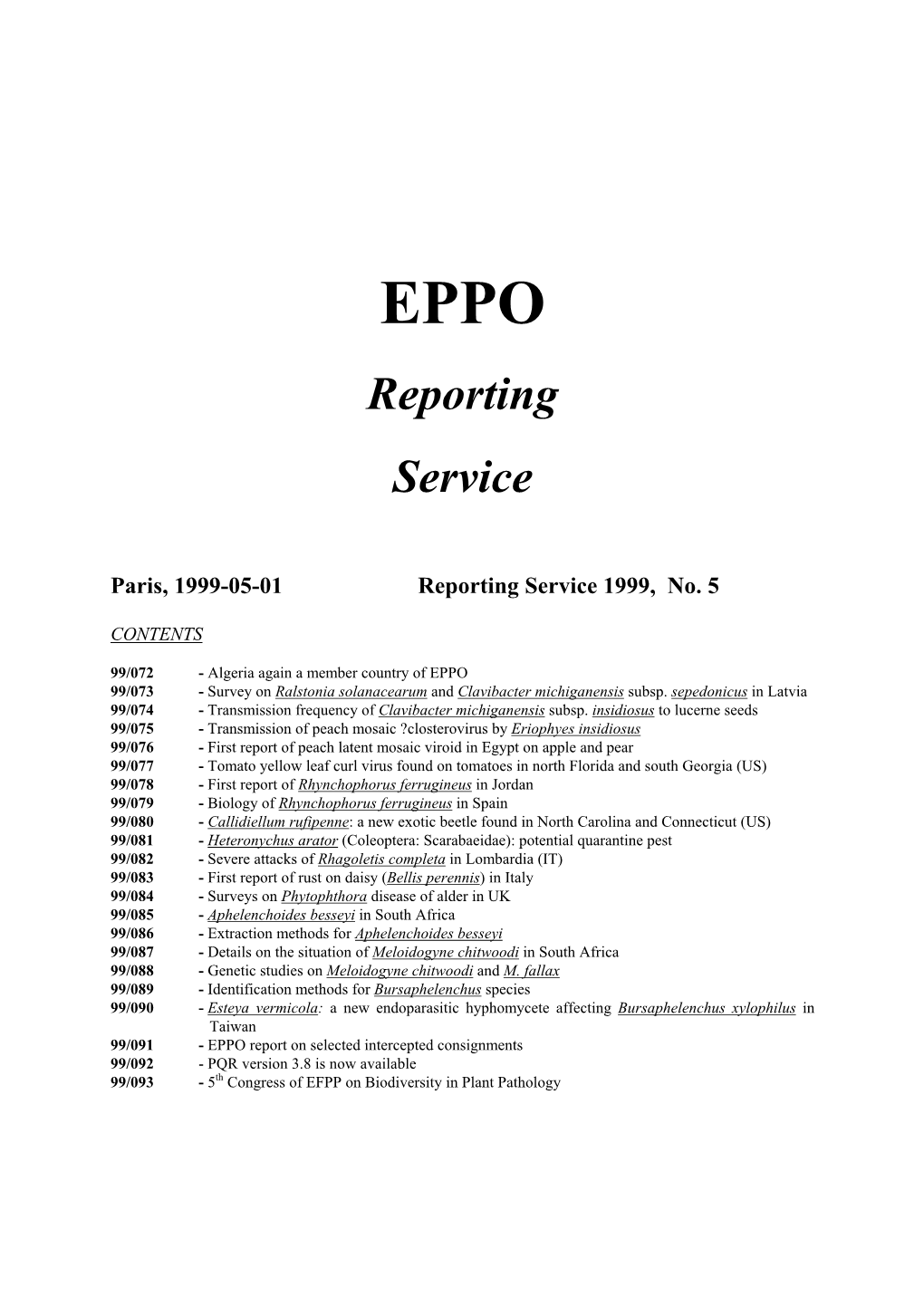Reporting Service 1999, No
