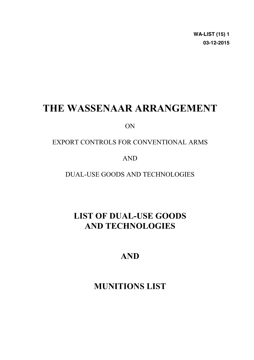 The Wassenaar Arrangement