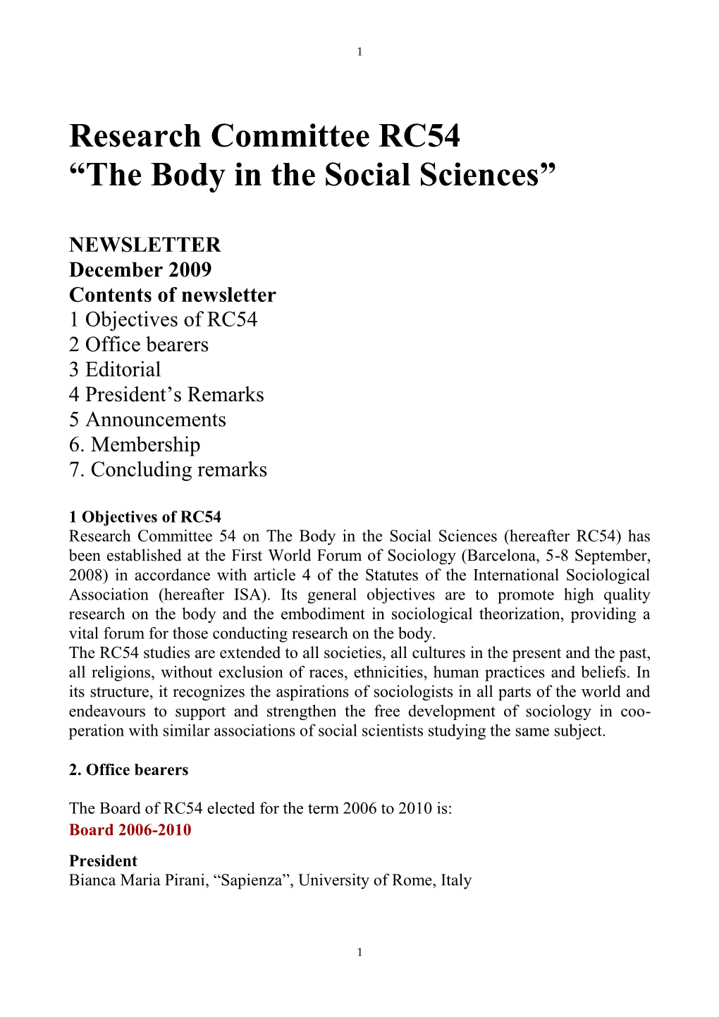 Research Committee RC54 “The Body in the Social Sciences”