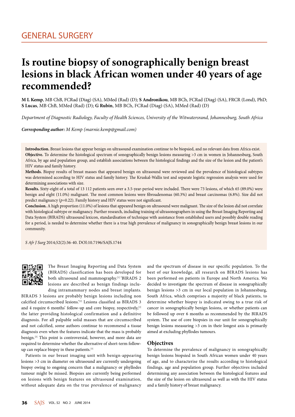 Is Routine Biopsy of Sonographically Benign Breast Lesions in Black