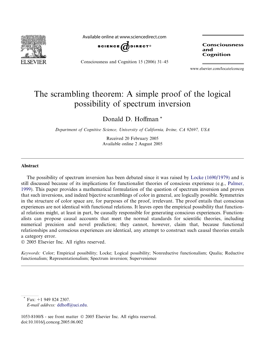 The Scrambling Theorem: a Simple Proof of the Logical Possibility of Spectrum Inversion
