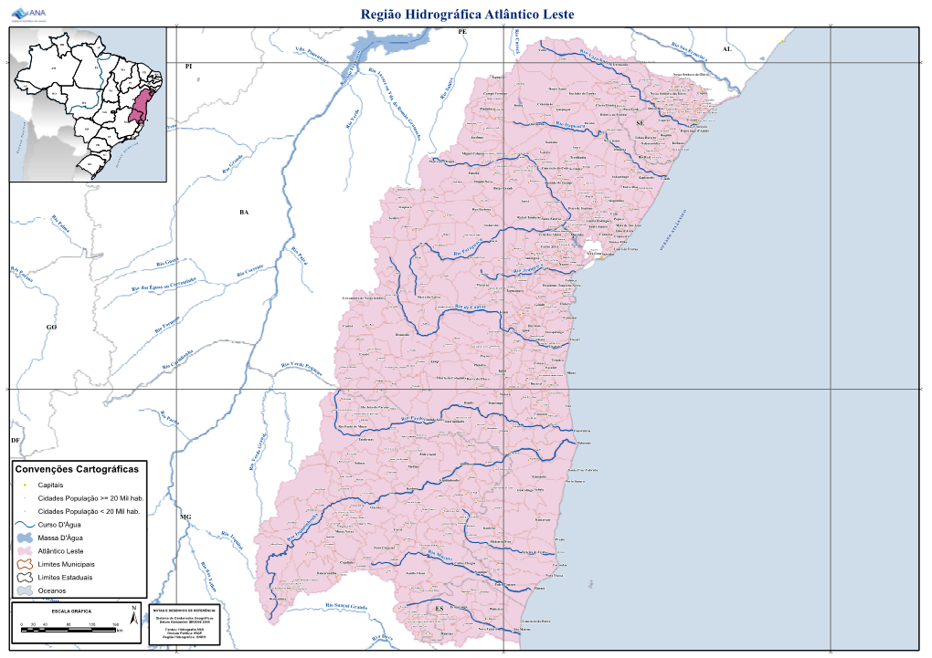 Região Hidrográfica Atlântico Leste 45°W 40°W 35°W