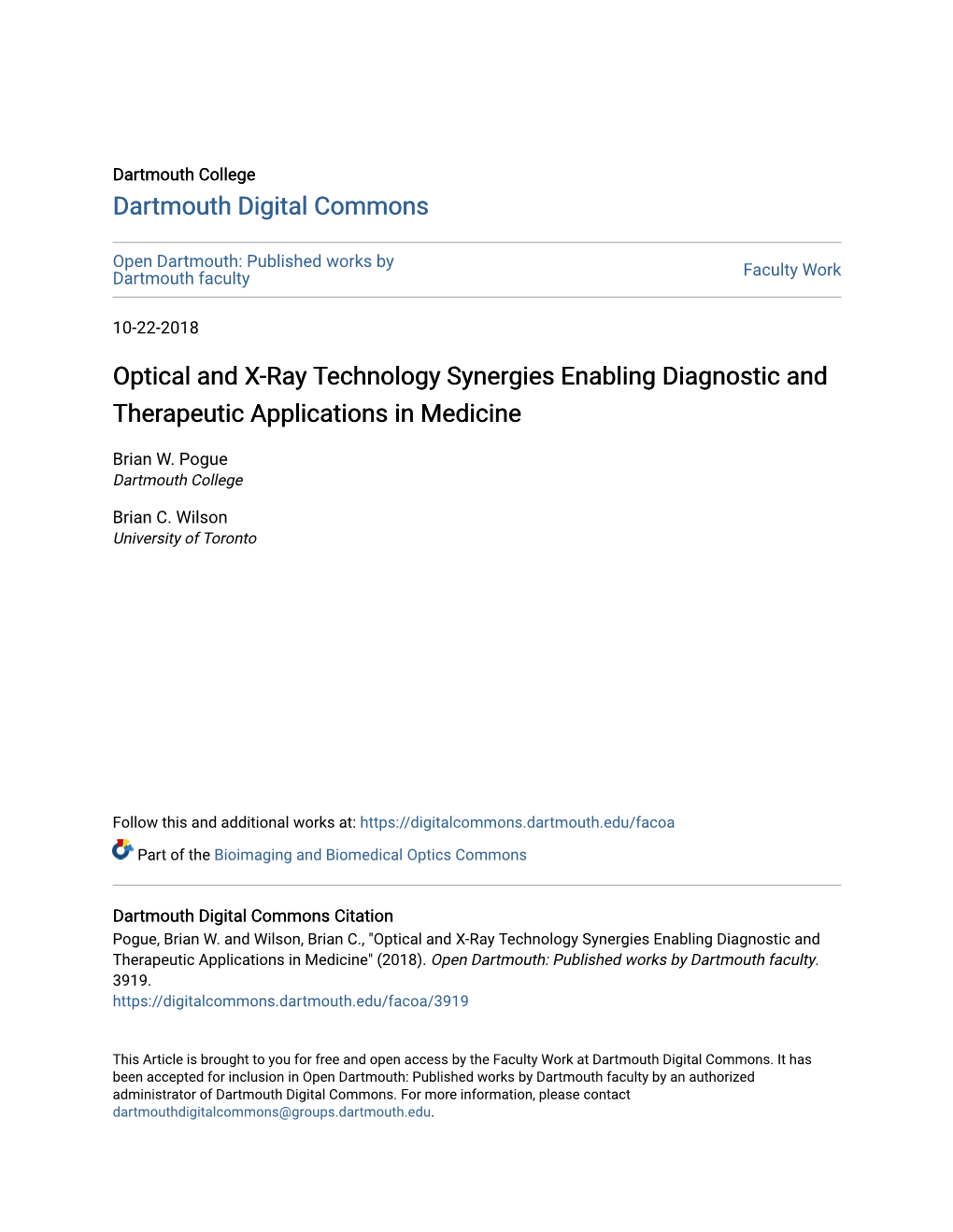 Optical and X-Ray Technology Synergies Enabling Diagnostic and Therapeutic Applications in Medicine