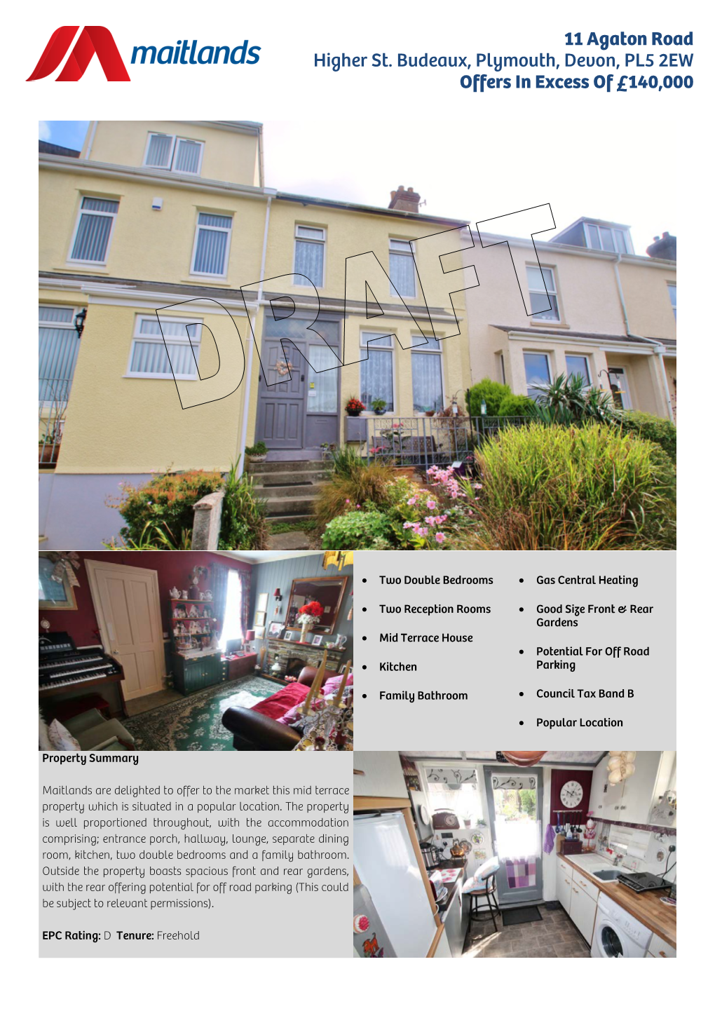 11 Agaton Road Higher St. Budeaux, Plymouth, Devon, PL5 2EW Offers in Excess of £140,000