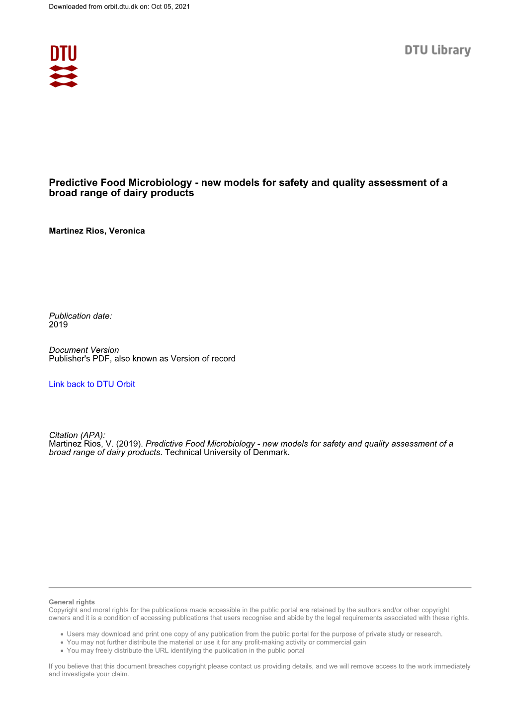 Predictive Food Microbiology - New Models for Safety and Quality Assessment of a Broad Range of Dairy Products