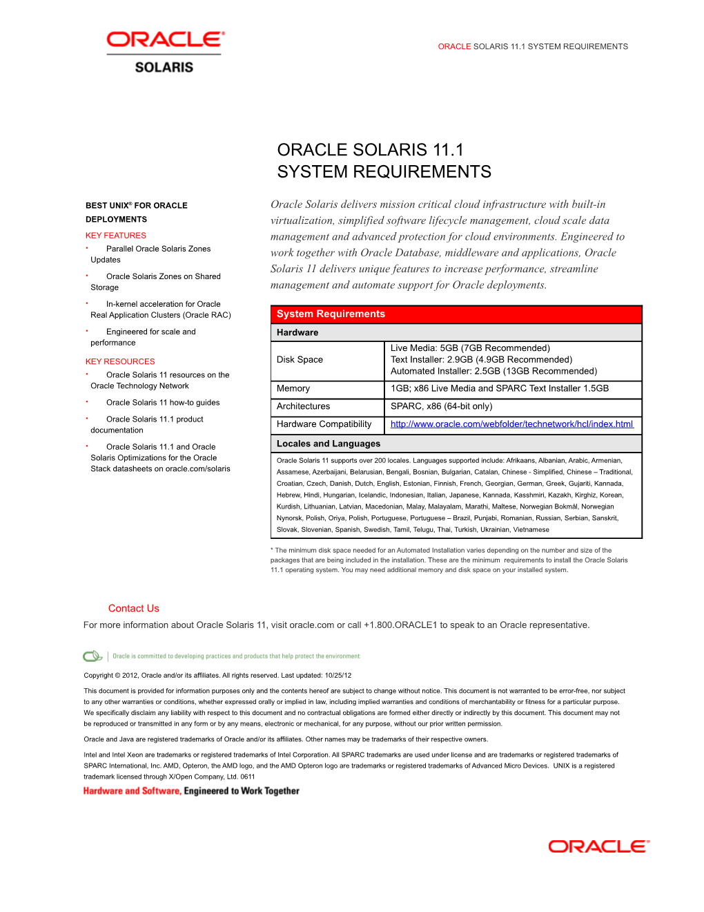 Oracle Solaris 11.1 System Requirements