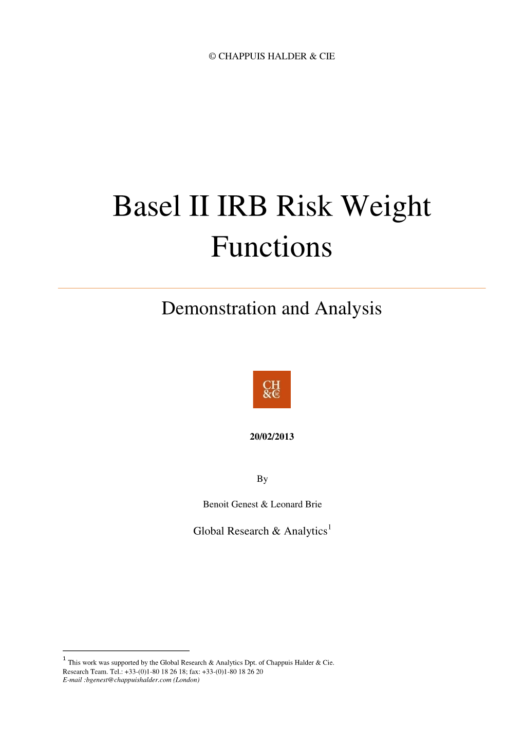 Basel II IRB Risk Weight Functions