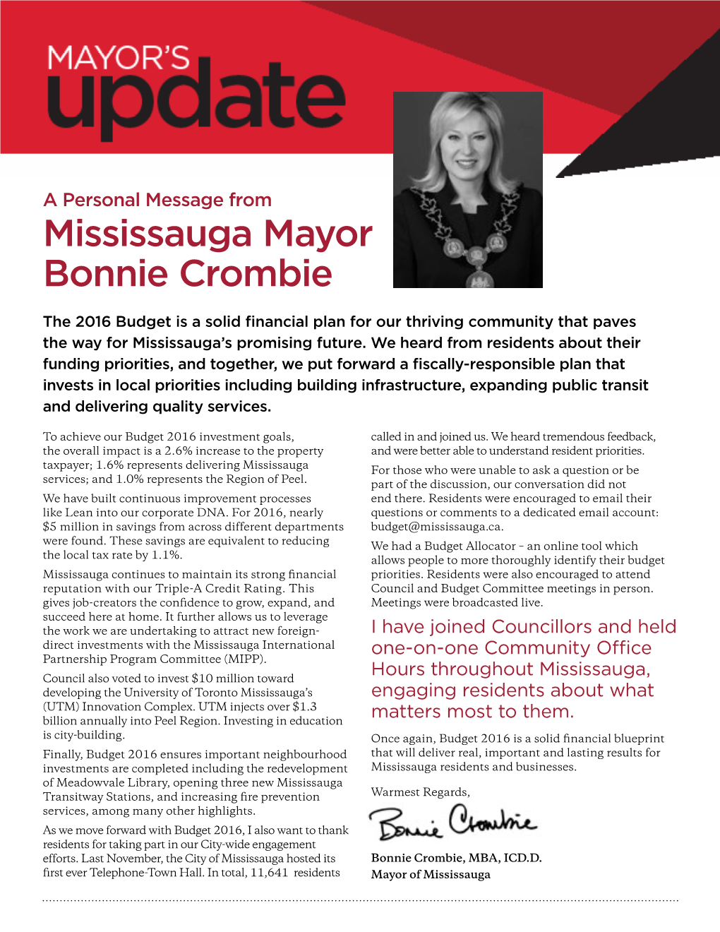 Mississauga Mayor Bonnie Crombie