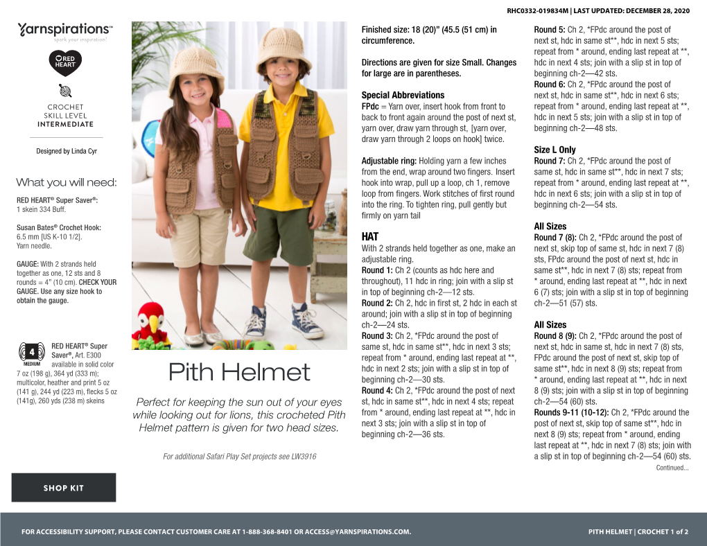 Pith Helmet Beginning Ch-2—30 Sts