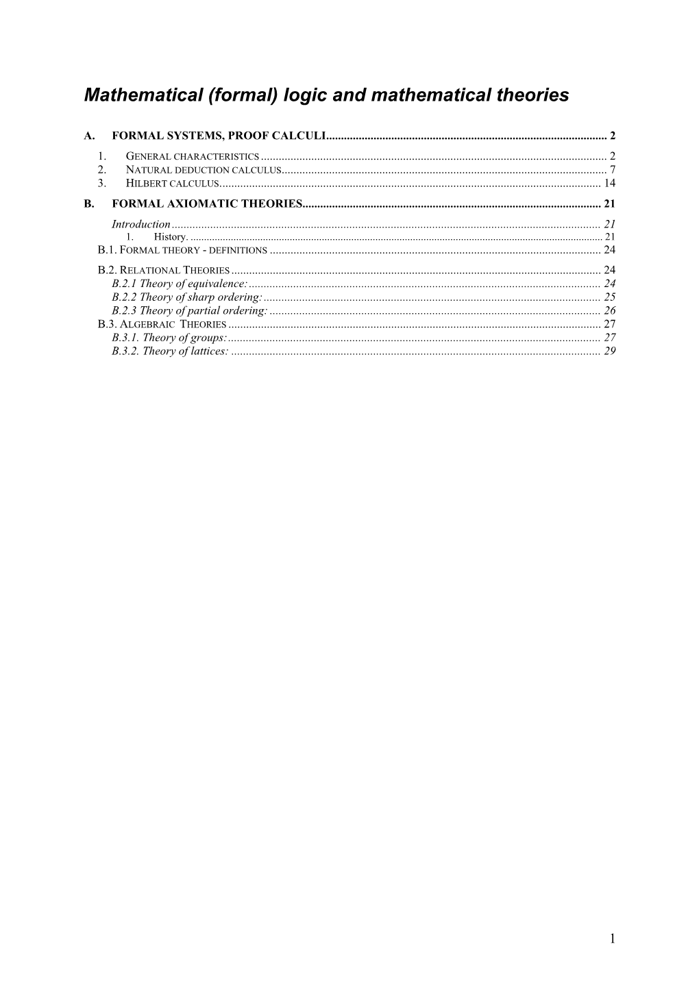 Mathematical (Formal) Logic and Mathematical Theories