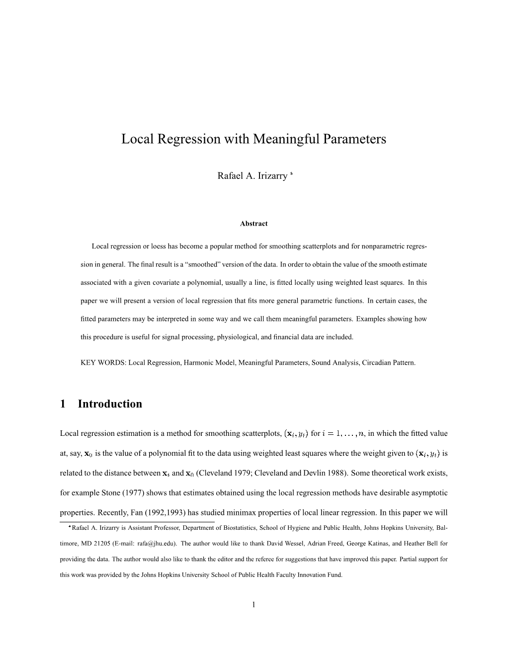 Local Regression with Meaningful Parameters