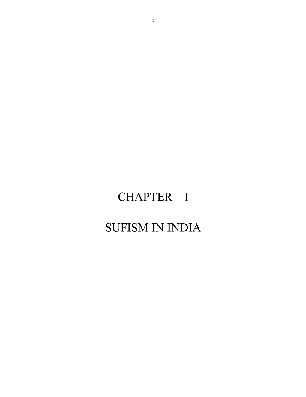 Chapter – I Sufism in India