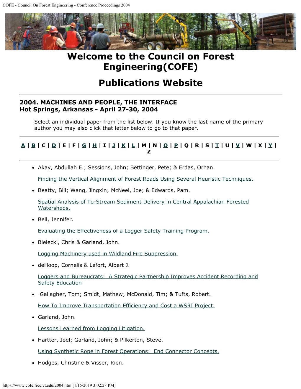COFE - Council on Forest Engineering - Conference Proceedings 2004