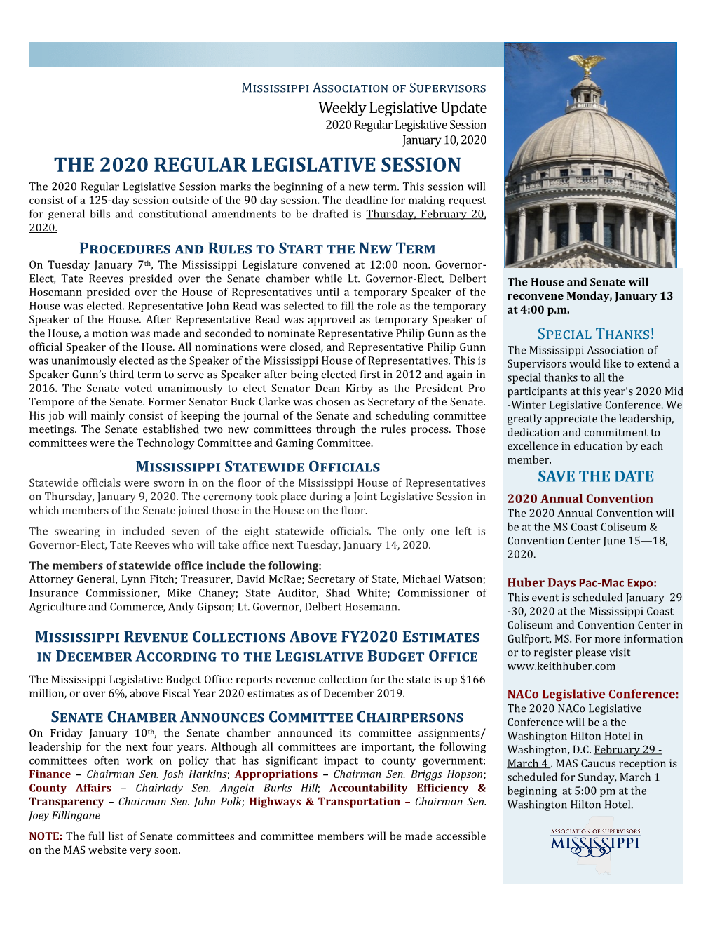 The 2020 Regular Legislative Session