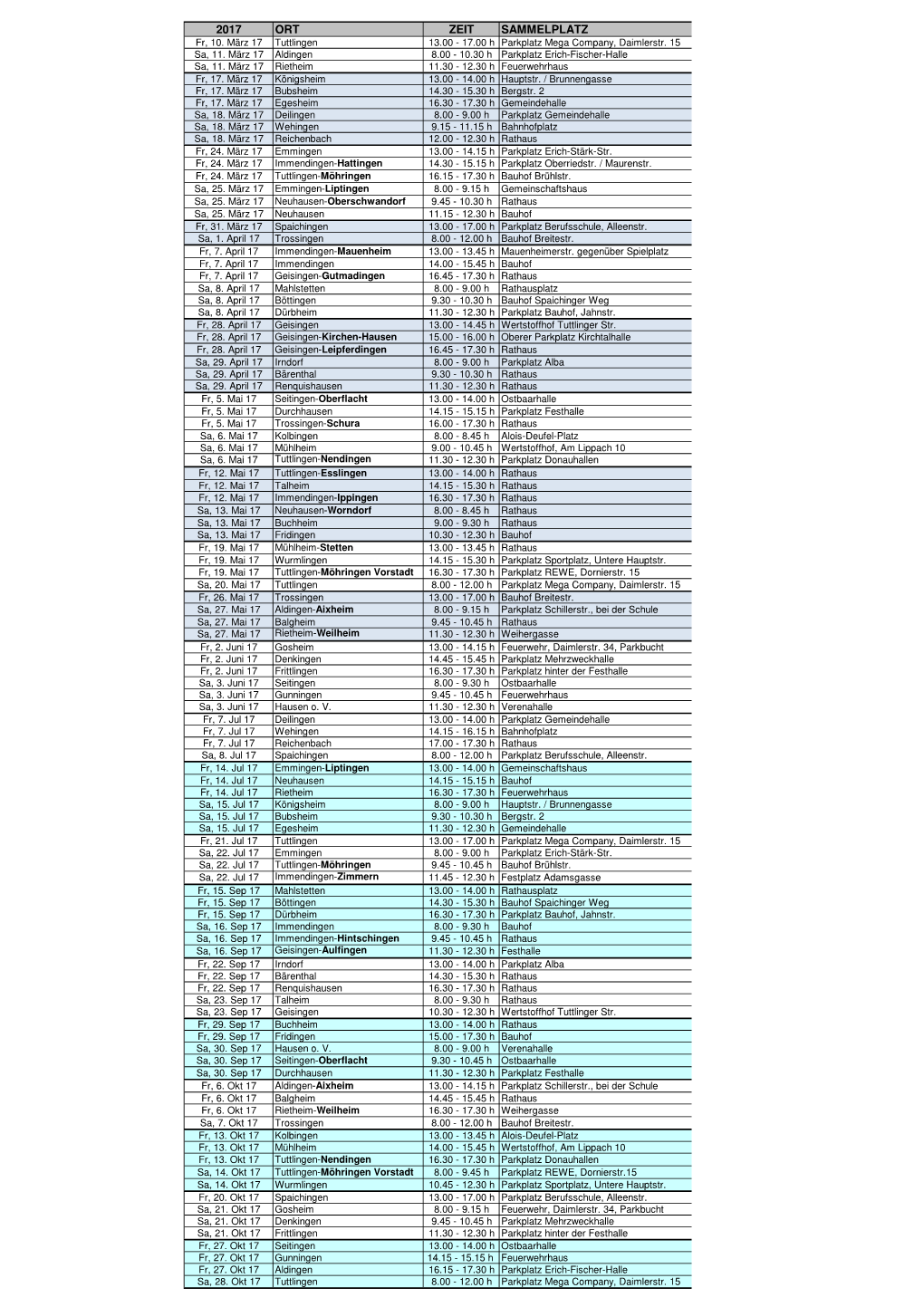 2017 ORT ZEIT SAMMELPLATZ Fr, 10