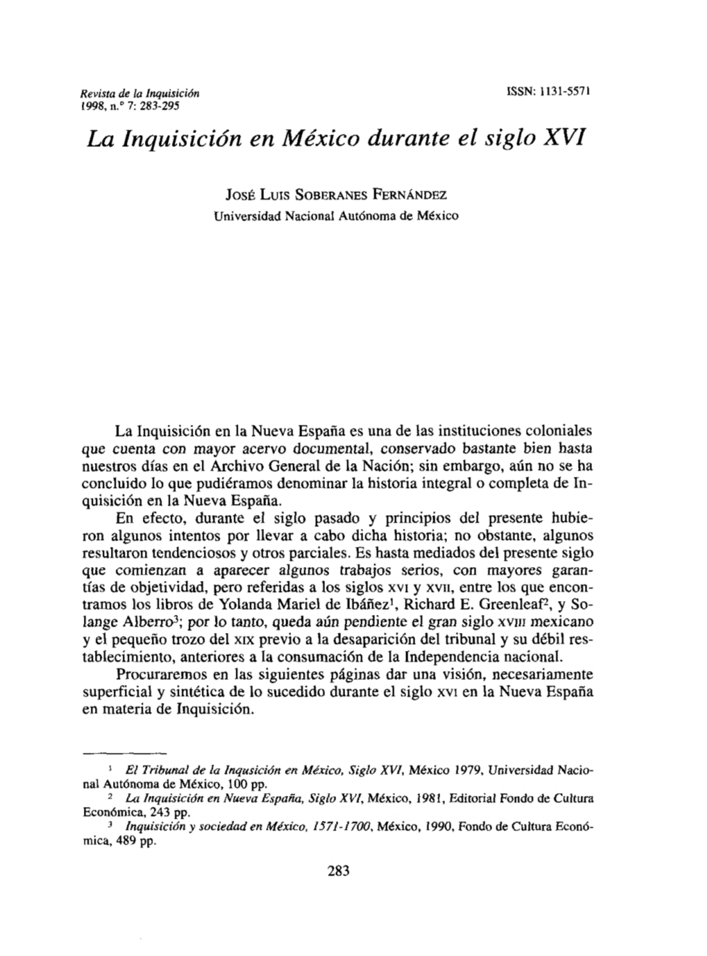 La Inquisición En México Durante El Siglo XVI