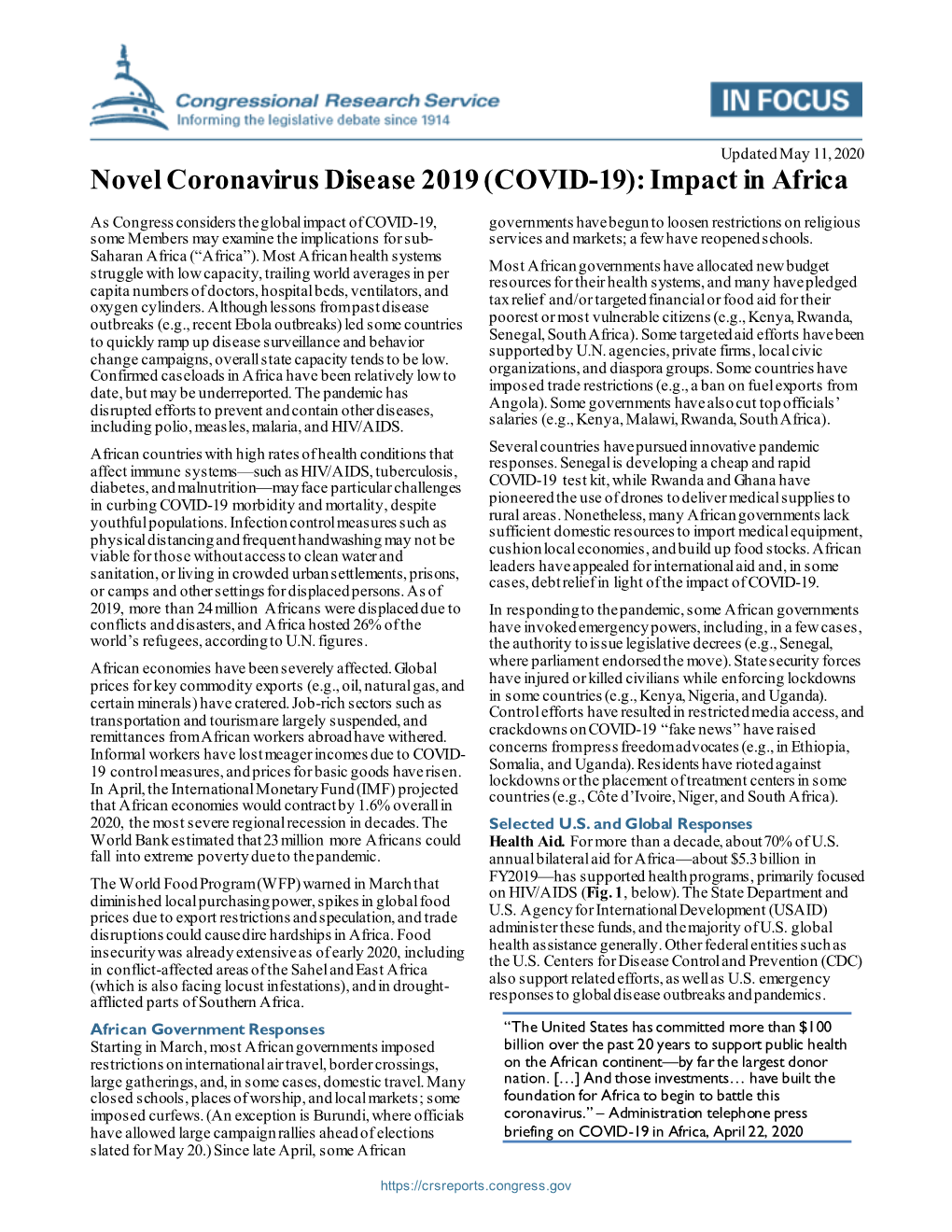 Novel Coronavirus Disease 2019 (COVID-19): Impact in Africa