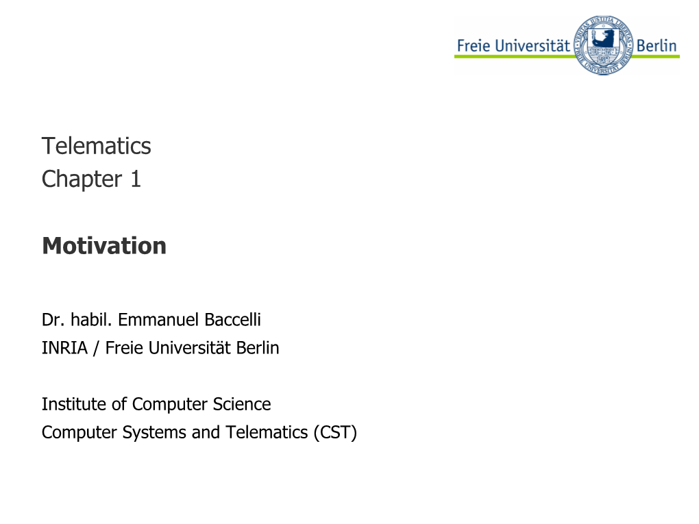 Telematics Chapter 1 Motivation