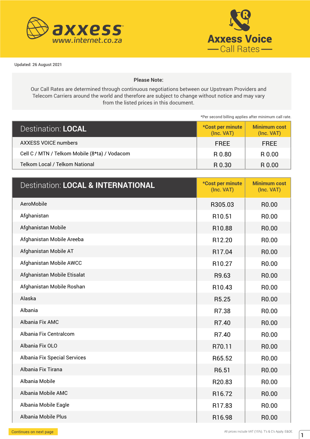 To Download Call Rates