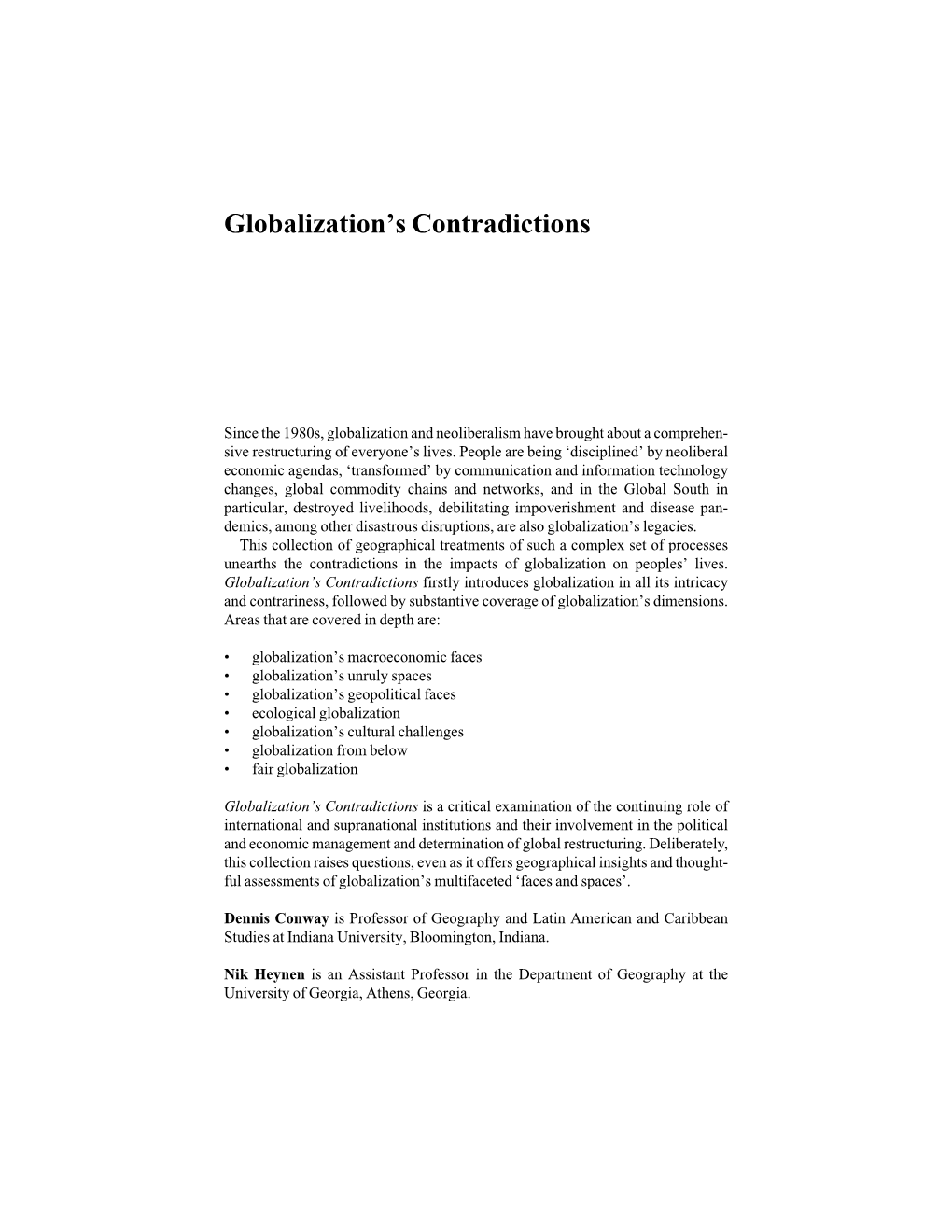 Globalization's Contradictions