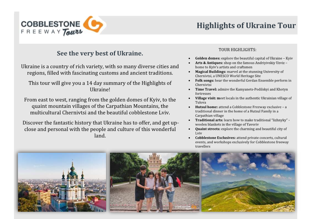 Highlights of Ukraine Tour