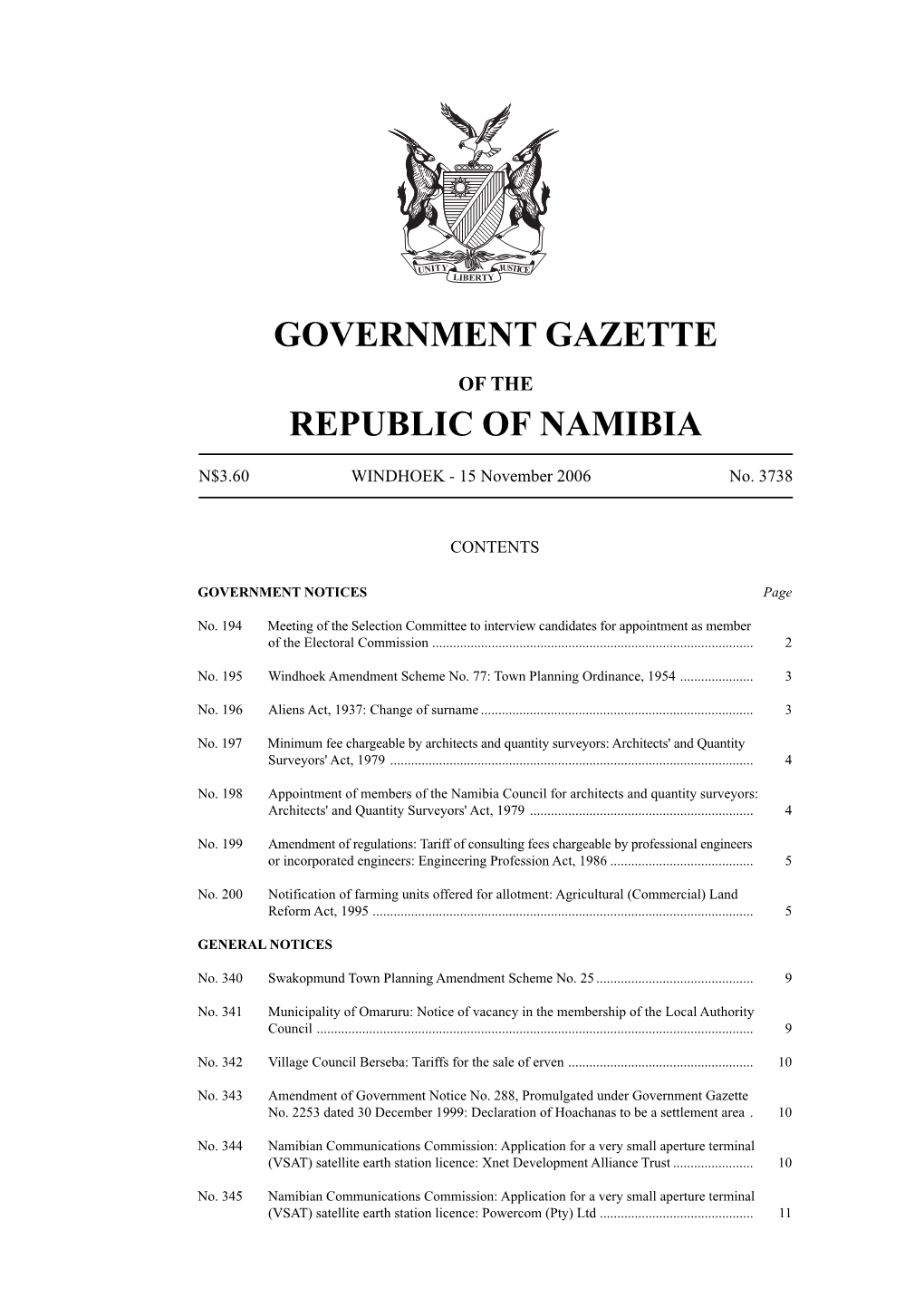 Government Gazette 15 November 2006 1