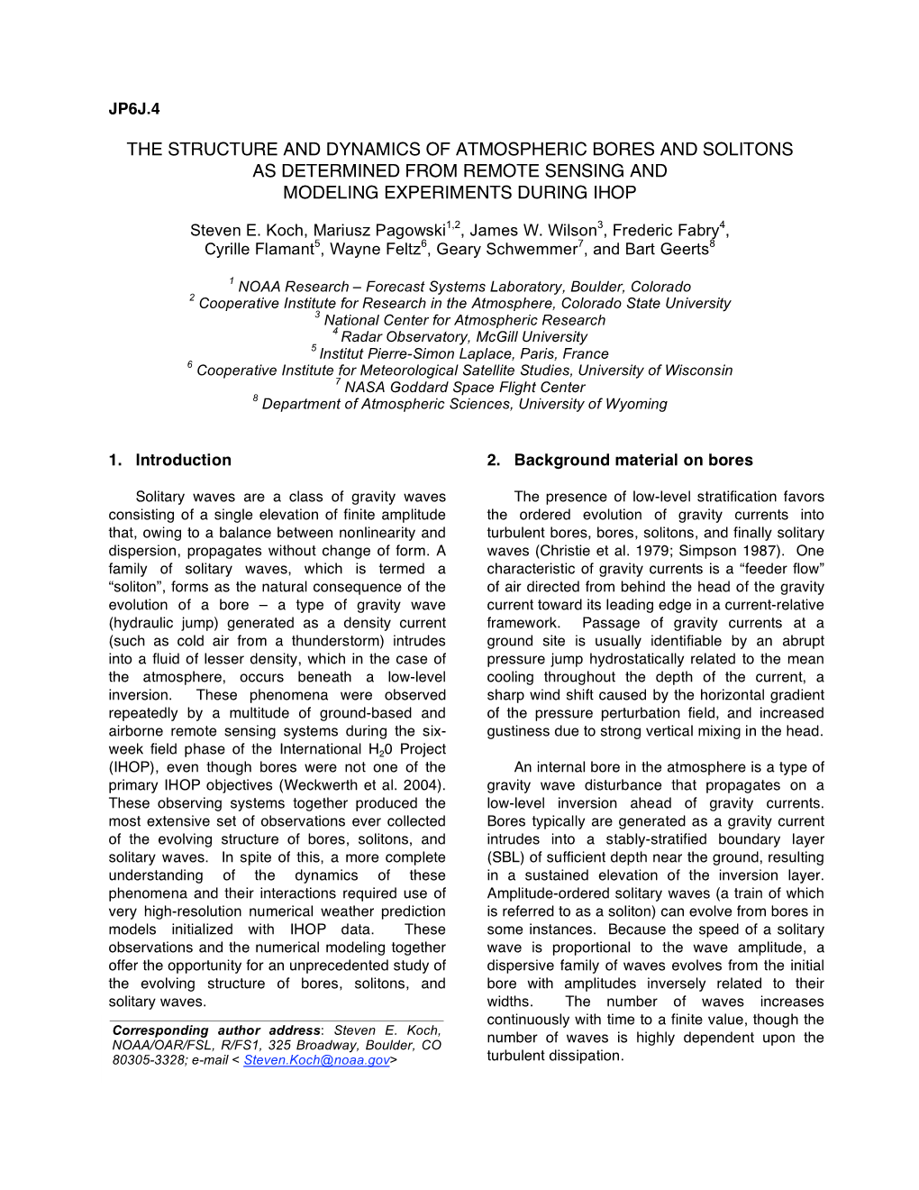 The Structure and Dynamics of Atmospheric Bores and Solitons As Determined from Remote Sensing and Modeling Experiments During Ihop