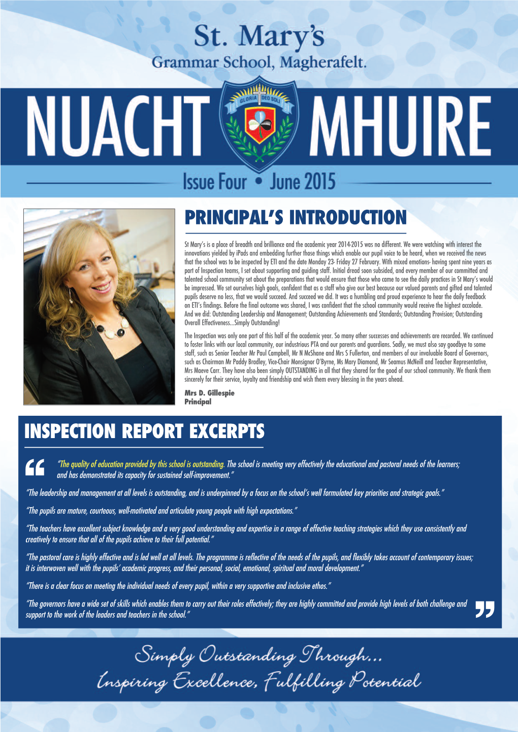 Principal's Introduction Inspection Report Excerpts