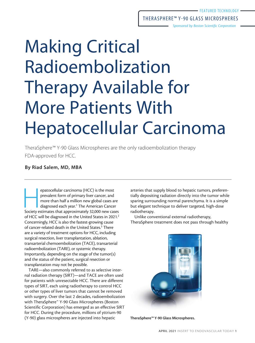 Making Critical Radioembolization Therapy Available for More Patients with Hepatocellular Carcinoma