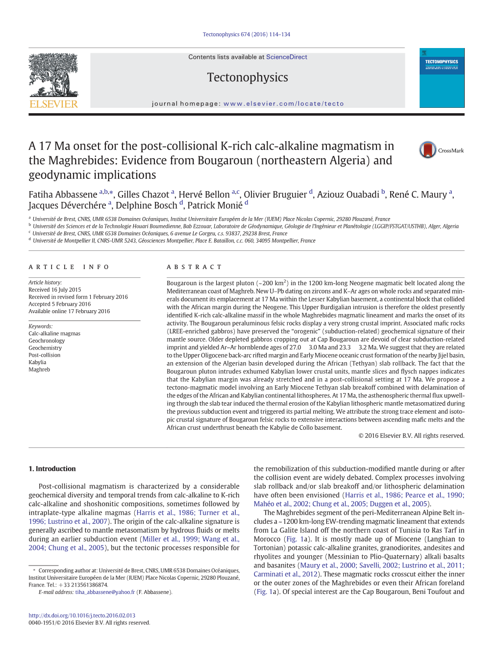 Evidence from Bougaroun (Northeastern Algeria) and Geodynamic Implications