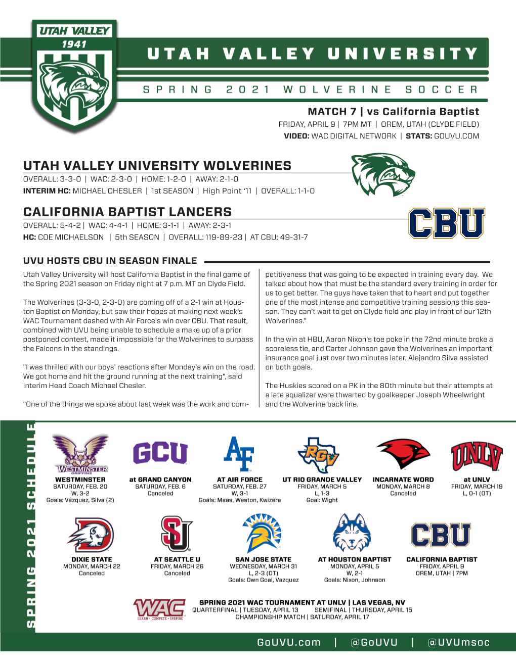 Utah Valley University Wolverines California